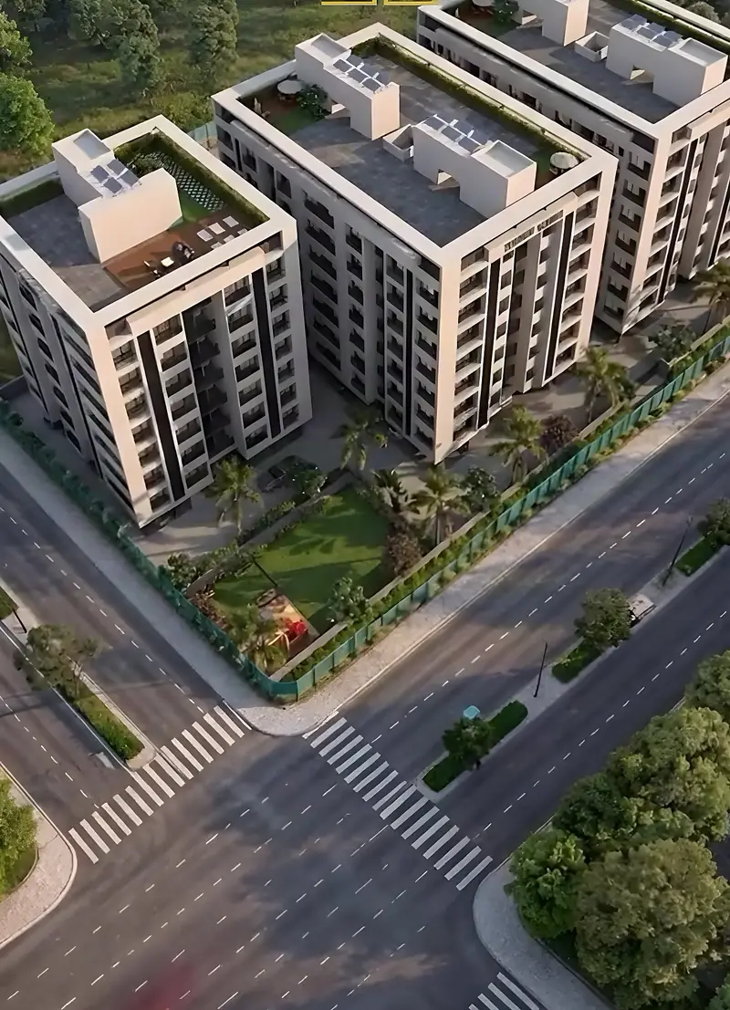 Aerial view of the three towers
